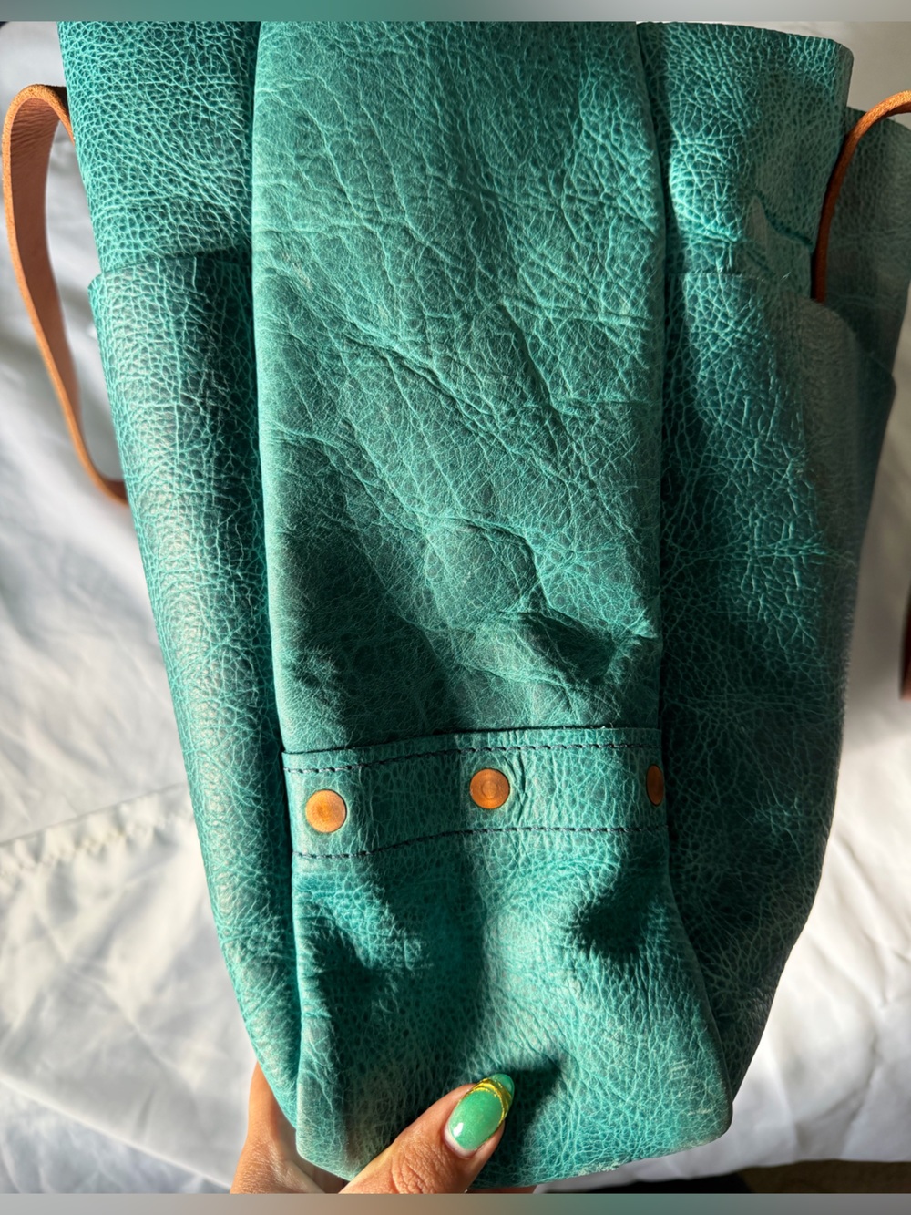 KMM and Co Carryall Tote in petrol blue bison - Picture 7 of 16